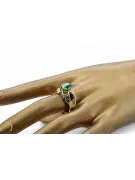 14K Yellow gold Emerald Ring Vintage style vrc135y
